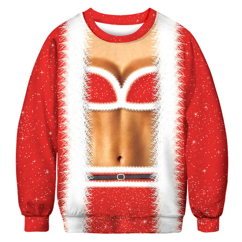 Image of Christmas Sweatshirts - Super Cool Santa Claus Cosplay Icon Red 3D Sweatshirt