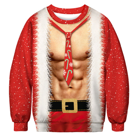 Image of Christmas Sweatshirts - Super Cool Santa Claus Cosplay Funny Icon Red 3D Sweatshirt