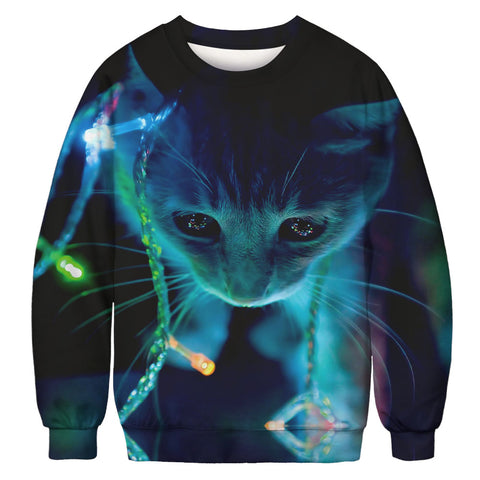 Image of Christmas Sweatshirts - Super Cute Christmas Cat Icon 3D Sweatshirt