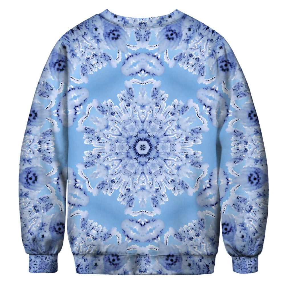 Christmas Sweatshirts - Christmas Snowflake Cool Icon Blue 3D Sweatshirt