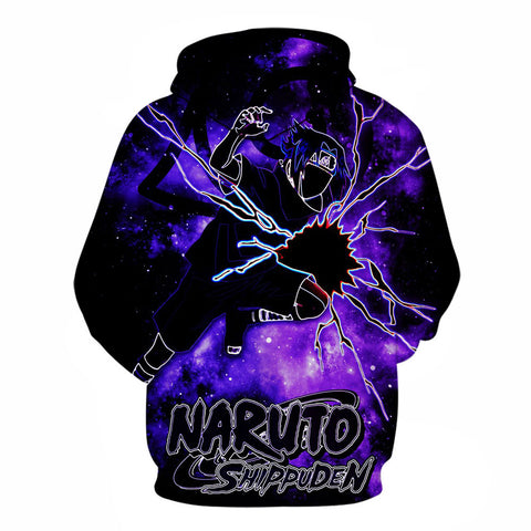 Image of 3D Printed Anime Hoodie-Naruto Uchiha Sasuke Hooded Casual Pullover