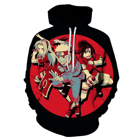 Image of Anime 3D Printed Naruto Hoodie-Hooded Casual Pullover