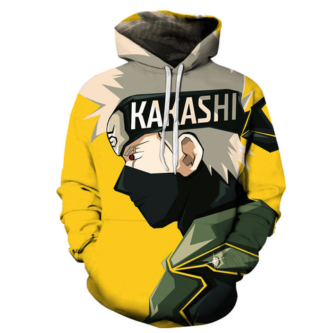 Image of 3D Printed Naruto Hatake Kakashi Hoodie-Anime Hooded Casual Pullover