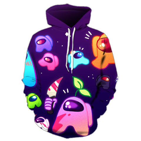 Image of 3D Printed Casual Zipper Hoodie - Among Us Loose Pullover