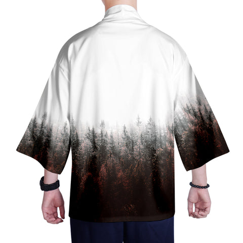 Image of Men Print Harajuku Kimono Japanese Style Summer Shirt