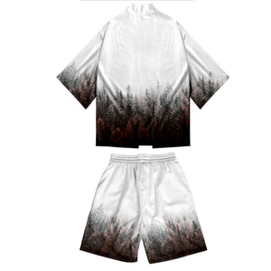 Mens White Kimono Harajuku Japan Style Cardigan Outwear Set