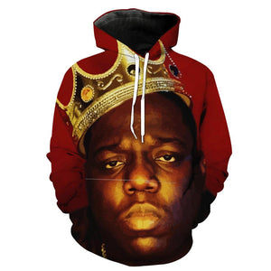 King Biggie Hoodie - Notorious Smalls Pullover Red Hoodie