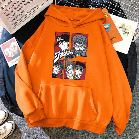 Image of JOJO's Bizarre Adventure Anime Printed Comfortable Hoodies Autumn Fleece O-Neck Sweatshirt Anime Hoodie