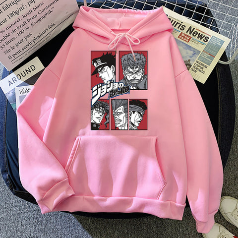 Image of JOJO's Bizarre Adventure Anime Printed Comfortable Hoodies Autumn Fleece O-Neck Sweatshirt Anime Hoodie