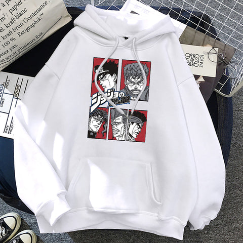 Image of JOJO's Bizarre Adventure Anime Printed Comfortable Hoodies Autumn Fleece O-Neck Sweatshirt Anime Hoodie