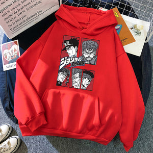 JOJO's Bizarre Adventure Anime Printed Comfortable Hoodies Autumn Fleece O-Neck Sweatshirt Anime Hoodie