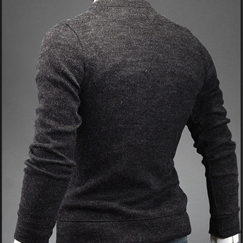 Image of Solid Color Sweatshirts - Black Grey Cardigan Sweatshirt