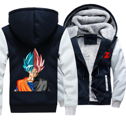 Image of Dragon Ball Z Super Saiyan Jackets - Blue Goku and Goku Rose Black Jacket