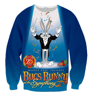 3D Printed Funny Fashion Bugs Bunny Long Sleeves Hoodies Pullovers