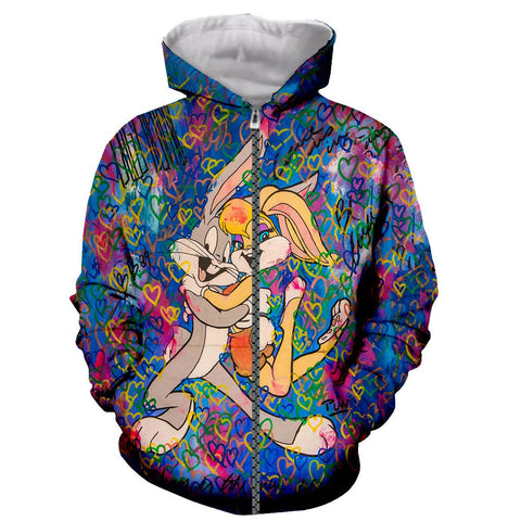 Image of Funny Fashion Bugs Bunny Long Sleeves 3D Print Hoodies