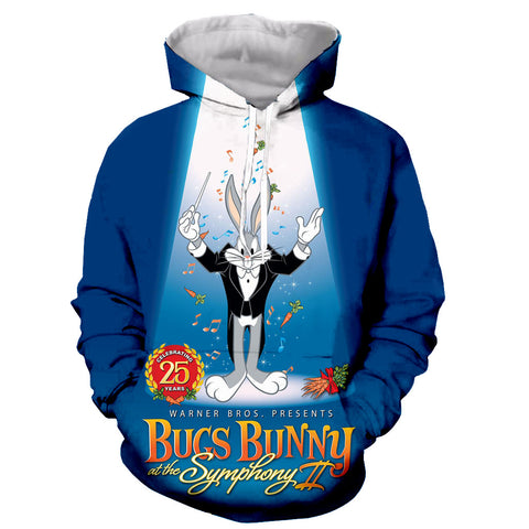 Image of 3D Printed Funny Fashion Bugs Bunny Long Sleeves Hoodies Pullovers