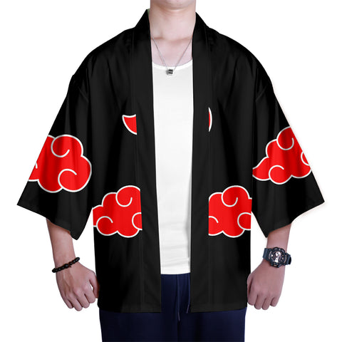 Image of Men Black 3D Print Japanese Style Kimono Naruto Clothes