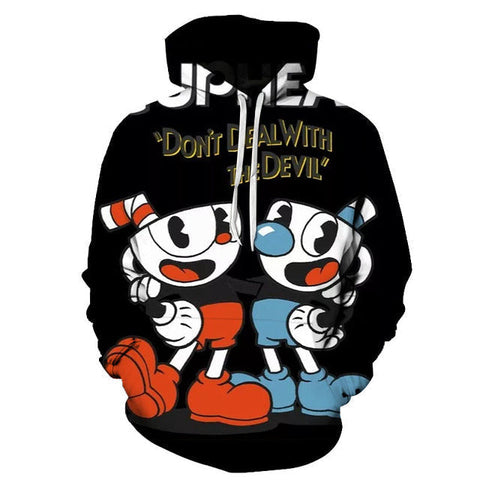 Image of Game Cuphead Mugman Hoodies Casual Streetwear Sweatshirts Unisex Tops Coats for Kids Adults