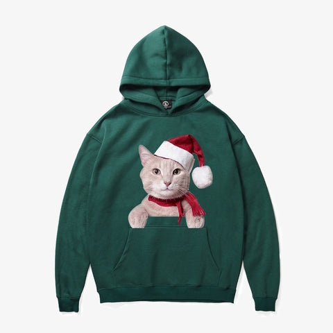 Image of Christmas Hoodies - Super Cute Christmas Cat Icon 3D Fleece Hoodie