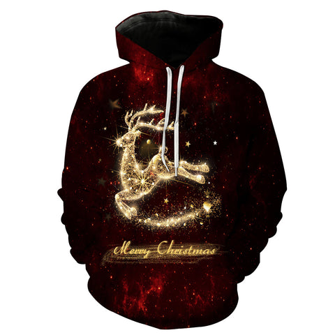 Image of Christmas Hoodies - Golden Deer 3D Hoodie