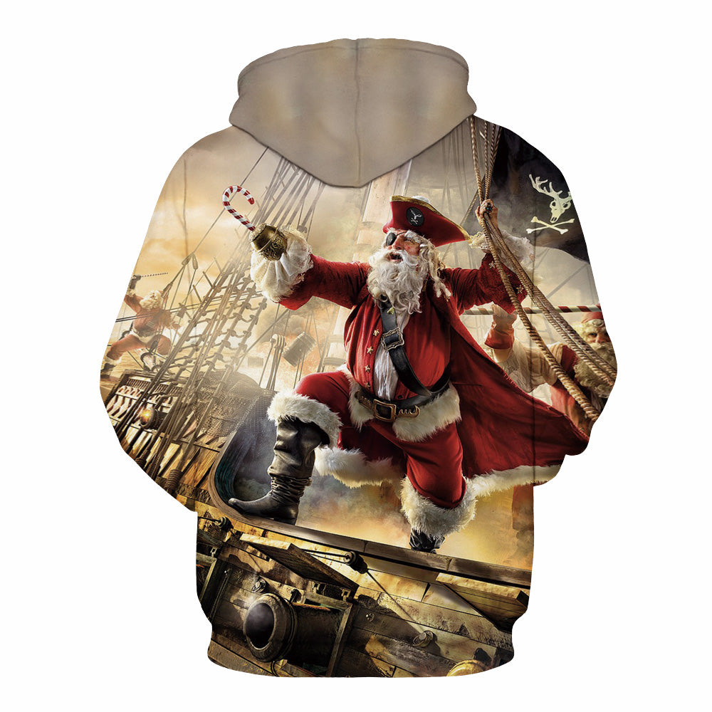 Christmas Hoodies - Santa Claus Pirate Icon Super Cool 3D Hoodie