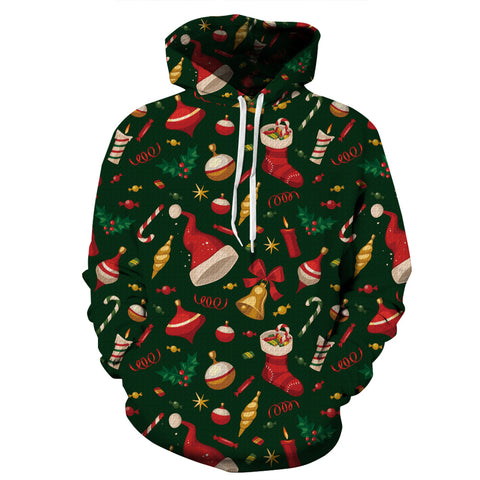 Image of Christmas Hoodies - Happy Christmas Hat Icon Super Cute 3D Hoodie