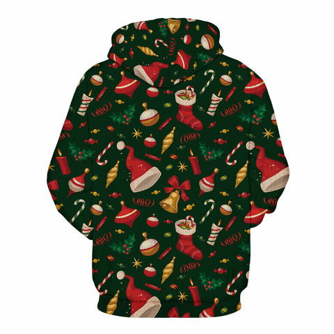 Image of Christmas Hoodies - Happy Christmas Hat Icon Super Cute 3D Hoodie