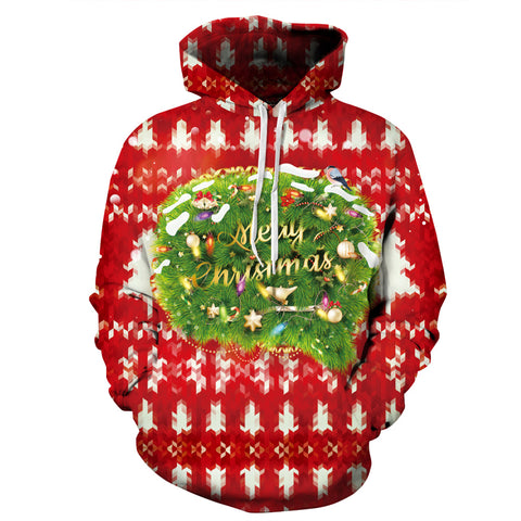 Image of Christmas Hoodies - Red Christmas Striped Pattern Icon 3D Hoodie