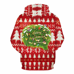 Christmas Hoodies - Red Christmas Striped Pattern Icon 3D Hoodie