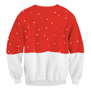 Christmas Sweatshirts -Cute Snowman Red and White 3D Sweatshirt
