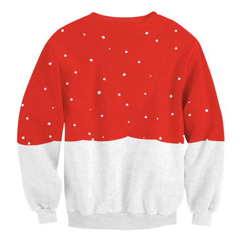 Image of Christmas Sweatshirts -Cute Snowman Red and White 3D Sweatshirt