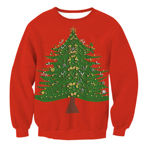 Christmas Sweatshirts - Christmas Tree Icon 3D Red Sweatshirt