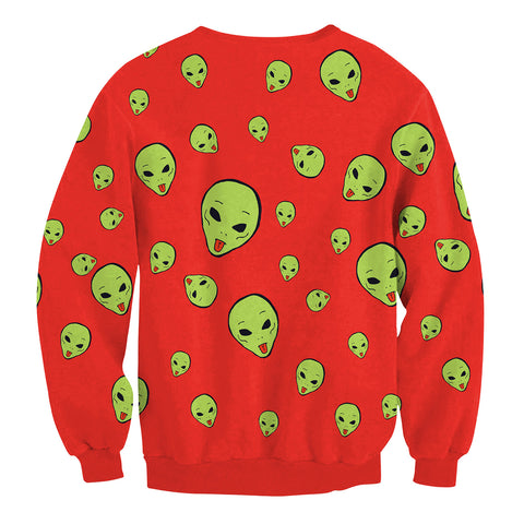 Image of Christmas Sweatshirts - Christmas Funny Alien Icon Super Cute 3D Sweatshirt