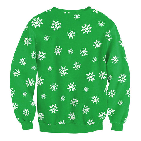 Image of Christmas Sweatshirts - Green Christmas Deer Icon Super Cool 3D Sweatshirt