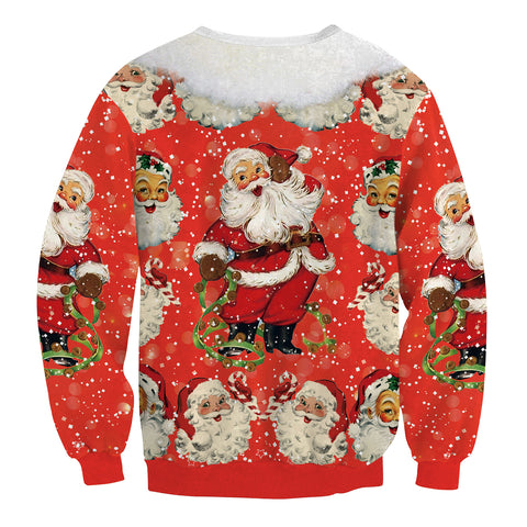 Image of Christmas Sweatshirts - Super Cute Santa Claus Icon Red 3D Sweatshirt