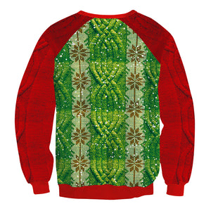 Christmas Sweatshirts - Cute Santa Claus Stripe Icon Green 3D Sweatshirt
