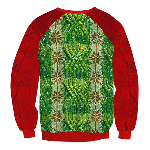 Image of Christmas Sweatshirts - Cute Santa Claus Stripe Icon Green 3D Sweatshirt