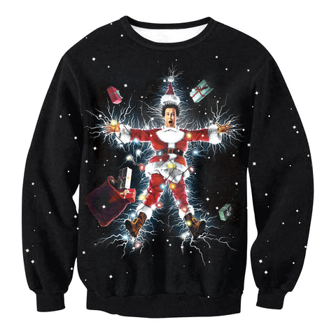 Image of Christmas Sweatshirts - Electric Shock Santa Claus Icon Cute 3D Sweatshirt