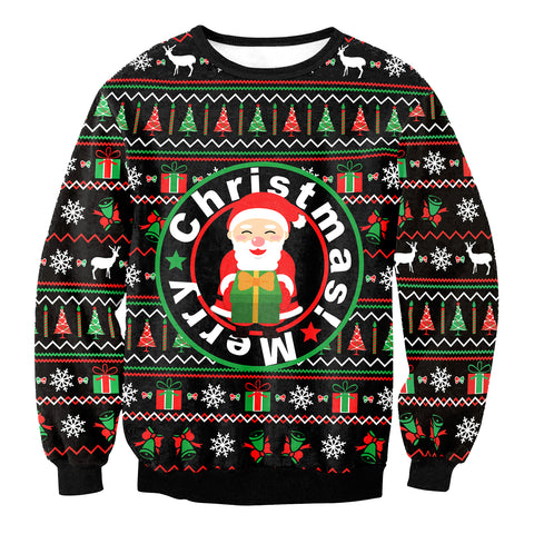 Image of Christmas Sweatshirts - Santa Claus Stripe Icon Super Cute 3D Sweatshirt