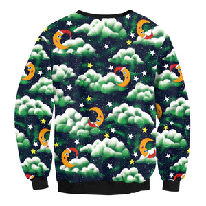 Christmas Sweatshirts - Christmas Moon Star Icon Cute 3D Sweatshirt