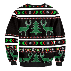 Christmas Sweatshirts - Christmas Deer Striped Pattern Cute 3D Sweatshirt