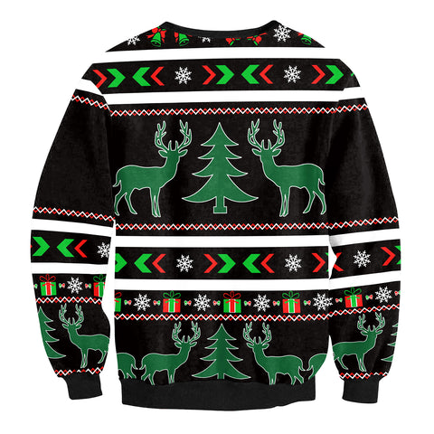 Image of Christmas Sweatshirts - Christmas Deer Striped Pattern Cute 3D Sweatshirt