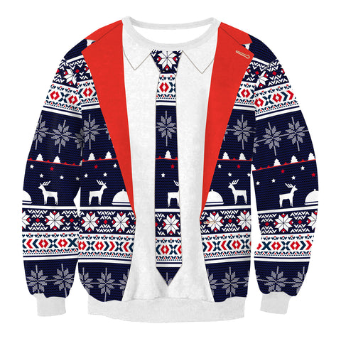 Image of Christmas Sweatshirts - Christmas Suit Stripe Icon Cool 3D Sweatshirt