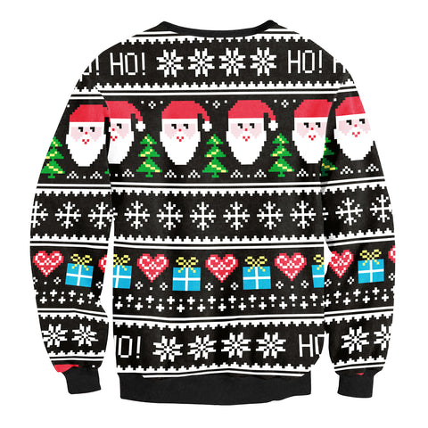 Image of Christmas Sweatshirts - Santa Claus Cartoon Style Striped Pattern Cute 3D Sweatshirt