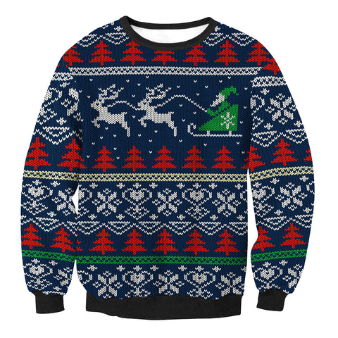 Image of Christmas Sweatshirts - Santa Claus Christmas Sleigh Icon Cute 3D Sweatshirt
