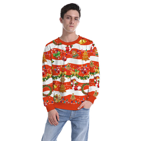 Image of Christmas Sweatshirts - Happy Christmas Bell Icon Cute 3D Sweatshirt