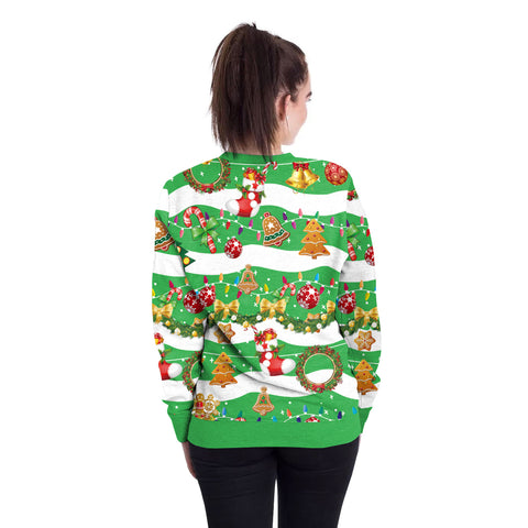 Image of Christmas Sweatshirts - Green Christmas Bell Icon Super Cute 3D Sweatshirt