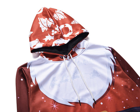 Image of Christmas Hoodies - Happy Santa Claus Cosplay  Icon Super Cute Red 3D Hoodie