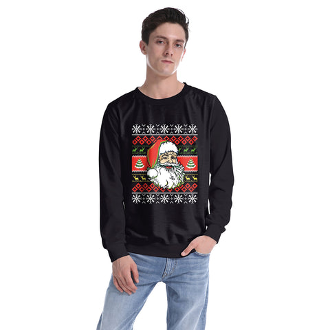 Image of Christmas Sweatshirts - Happy Santa Claus Cartoon Style Icon Cute 3D Sweatshirt