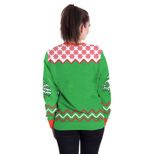 Christmas Sweatshirts - Cute Christmas Deer Icon Green 3D Sweatshirt